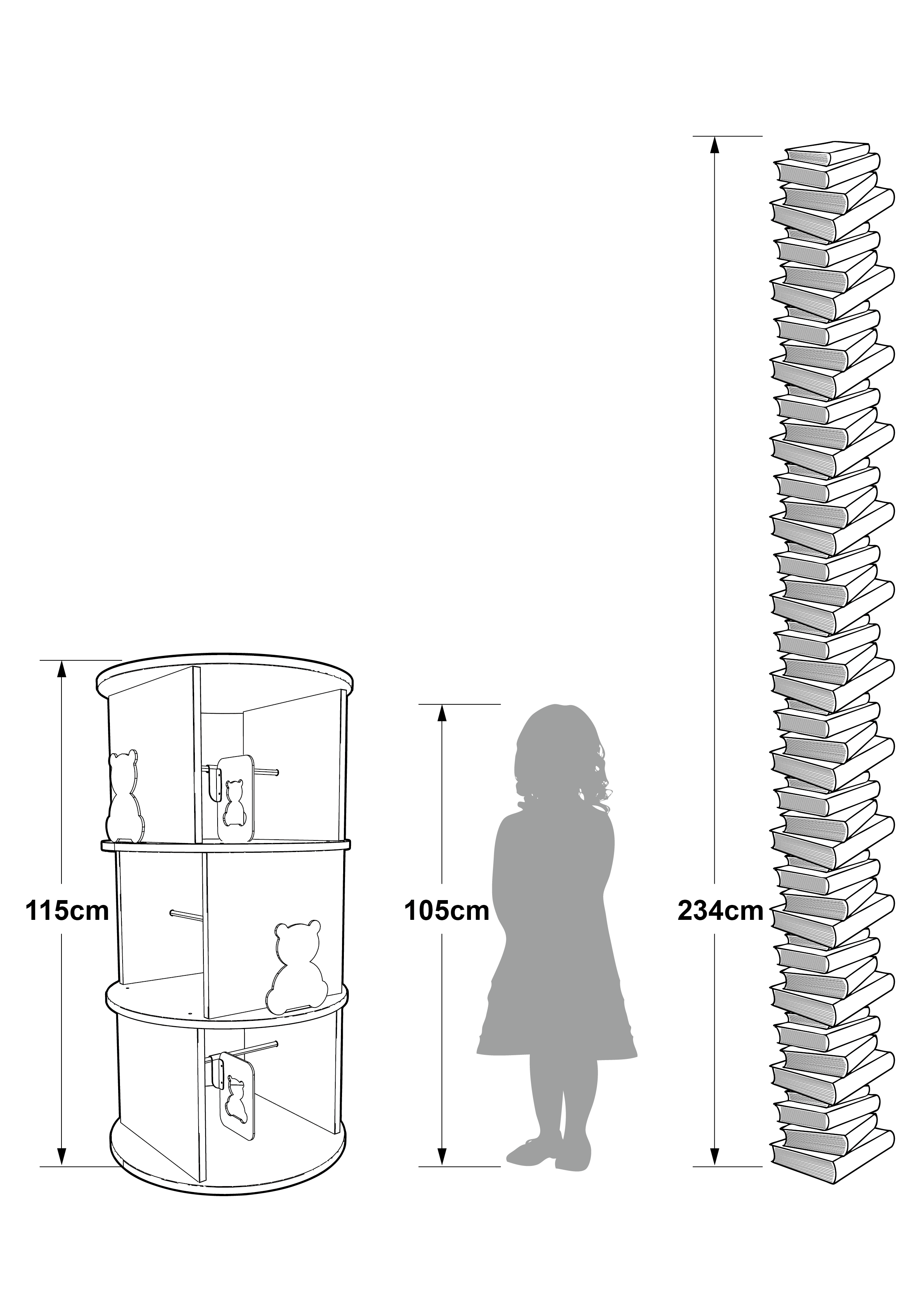 bookcase, revolving bookcase, rotating bookcase